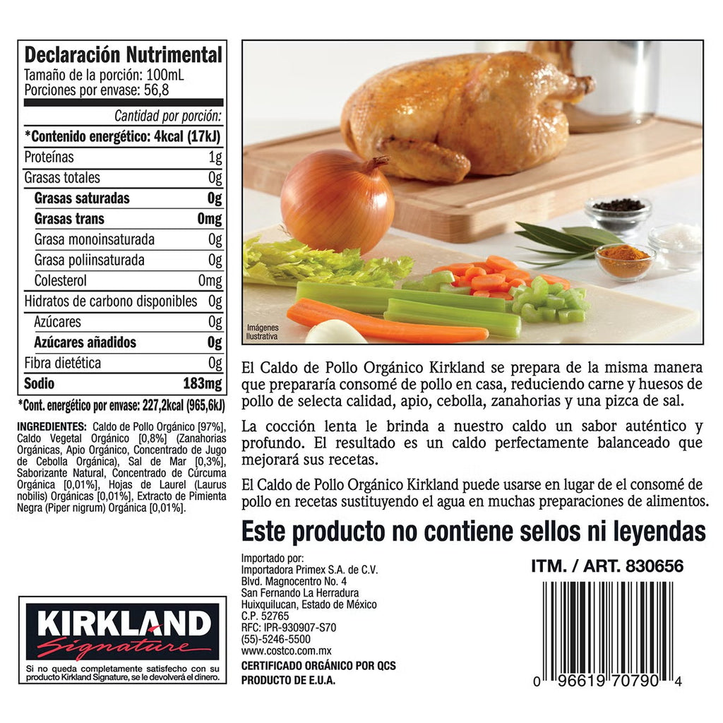 Kirkland Signature Organic Chicken Broth 6 x 946ml cans
