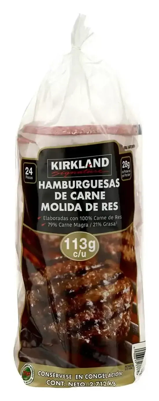 Kirkland Signature · Ground Beef Hamburgers 22% (24 x 113 g)