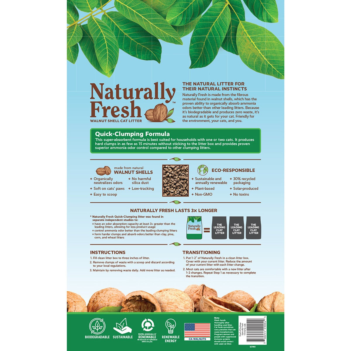 Naturally Fresh Fast Clumping Natural Cat Litter, Unscented, 11.7 kg