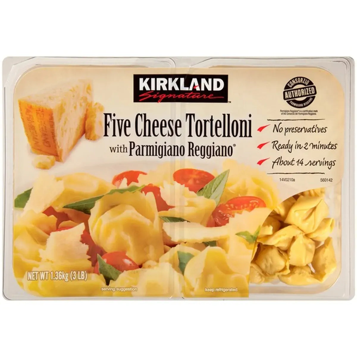 Kirkland Signature Five Cheese Tortelloni with Parmigiano Reggiano (2 x 680 kg)