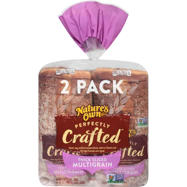 Nature’s Own Multigrain Bread, Thick Sliced, 22 oz, 2 ct