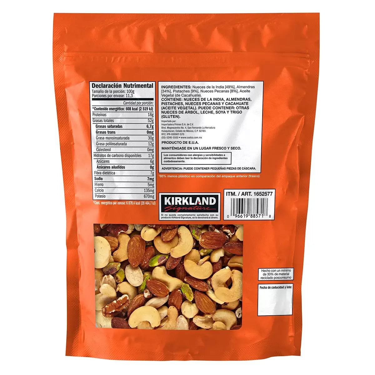 Kirkland Signature Mixed Nuts Unsalted 1.13 kg