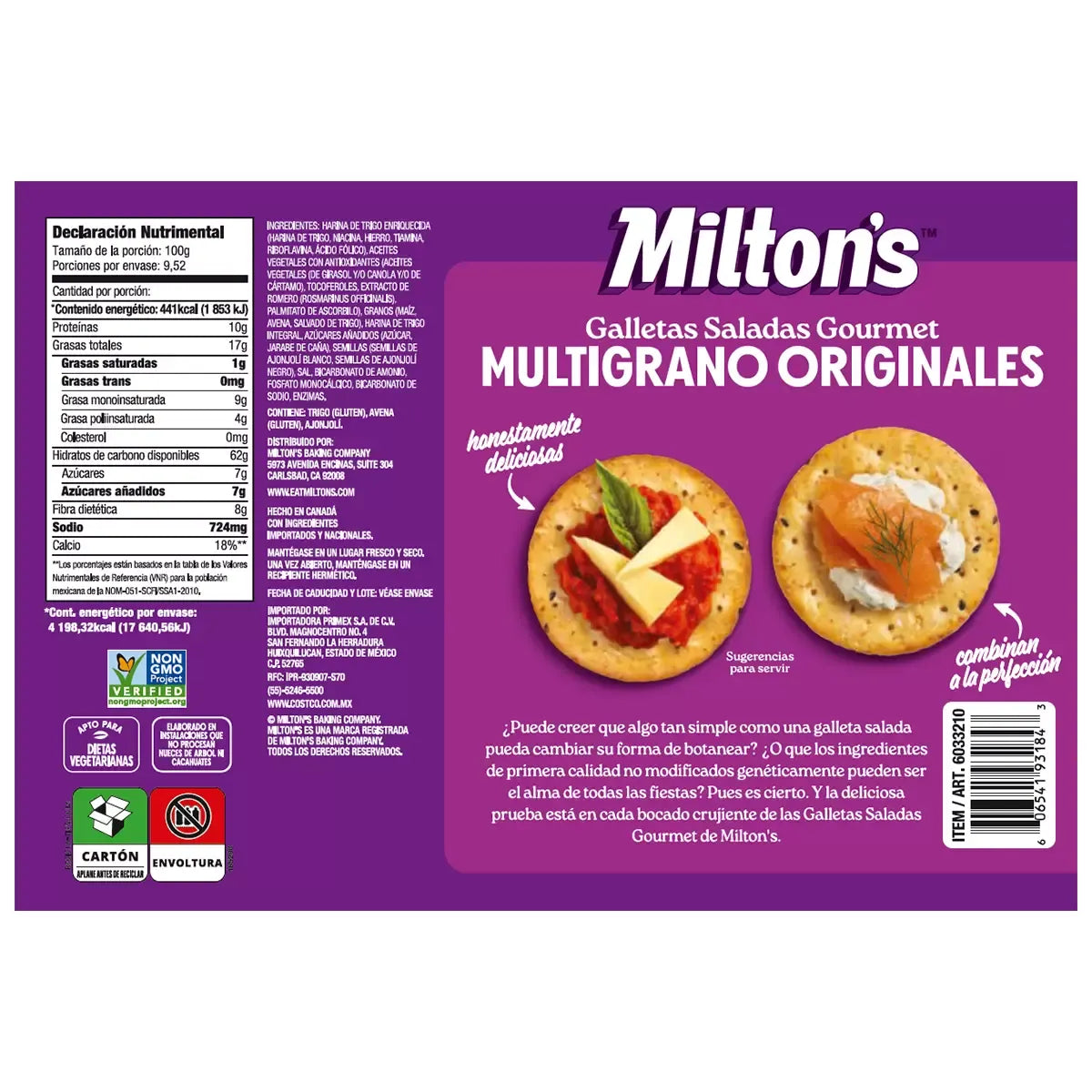 Milton's Multigrain Crackers (4-pack, 238 g each)