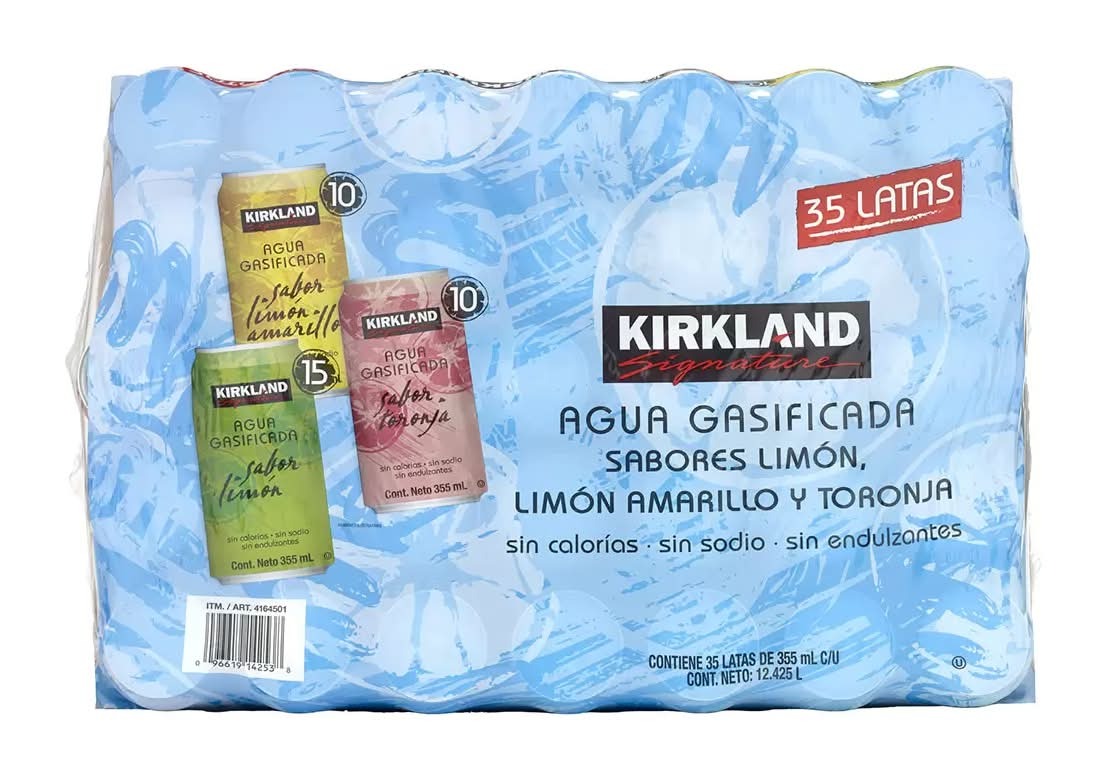 Kirkland Signature · Flavored sparkling water, Lemon, Yellow Lemon, and Grapefruit (35 x 355 ml)