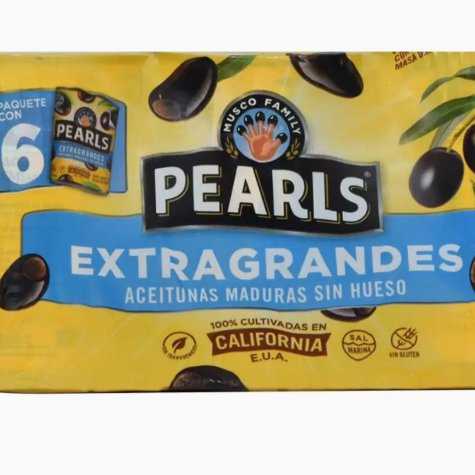 Pearls · Pitted ripe black olives, Extra Large (6 x 170 g)